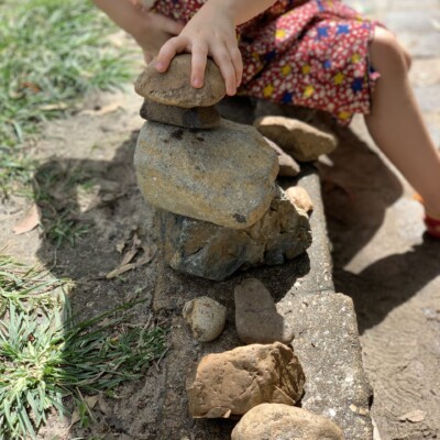 Stacking Rocks in our yard