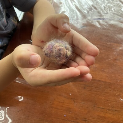 Beautiful felt ball made by a Pre-Kindy child