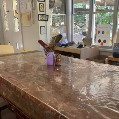 Our Art Table in the Banksia room